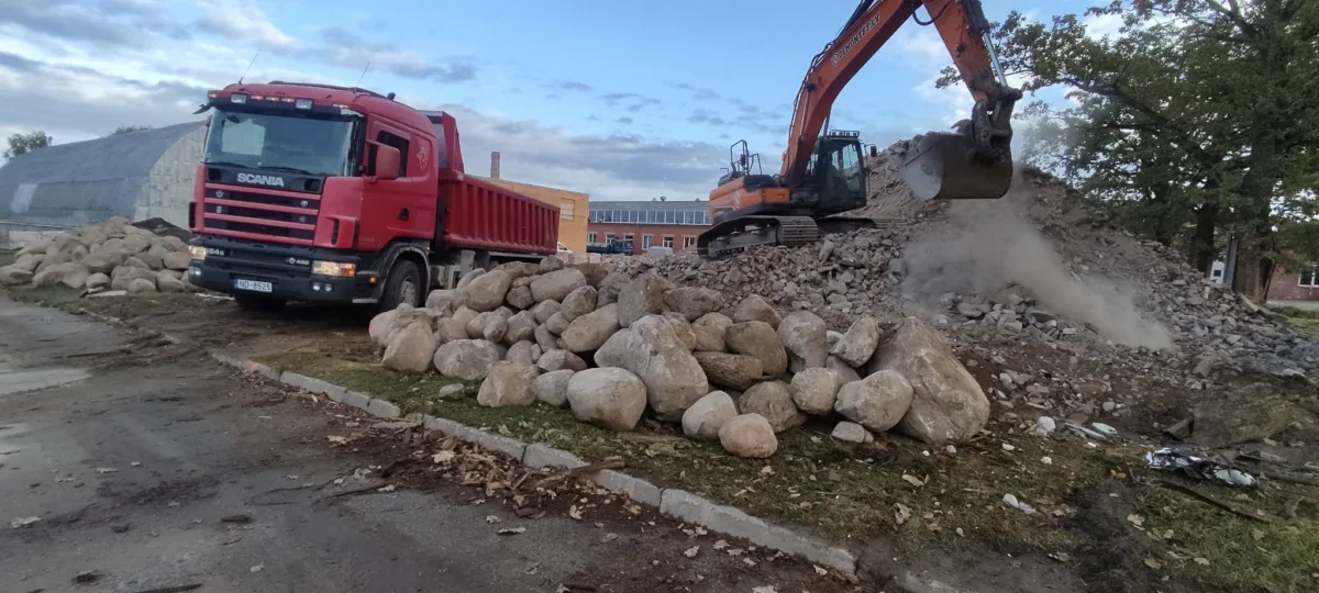 Снос здания, дробление строительных отходов, очистка территории