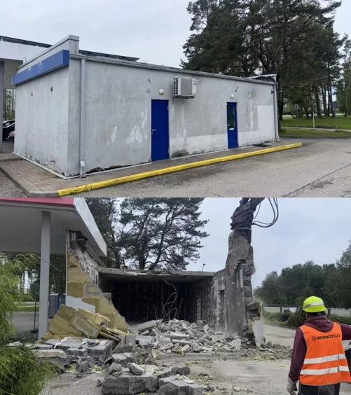 Degvielas uzpildes stacijas veikala ēkas demontāža