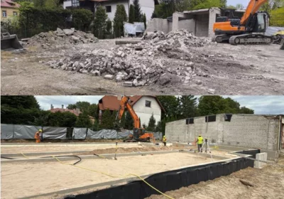Daļējā ēkas demontāža, nojaukšanas un zemes darbi