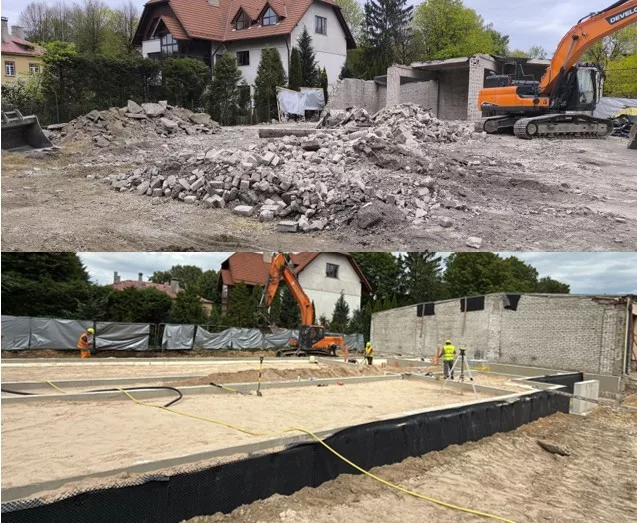 Daļējā ēkas demontāža, nojaukšanas un zemes darbi